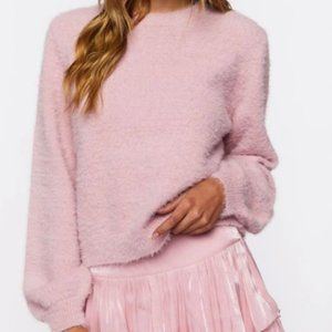 Forever 21 Women's Fuzzy Long-Sleeve Sweater, Mauve Pink, size S NWOT